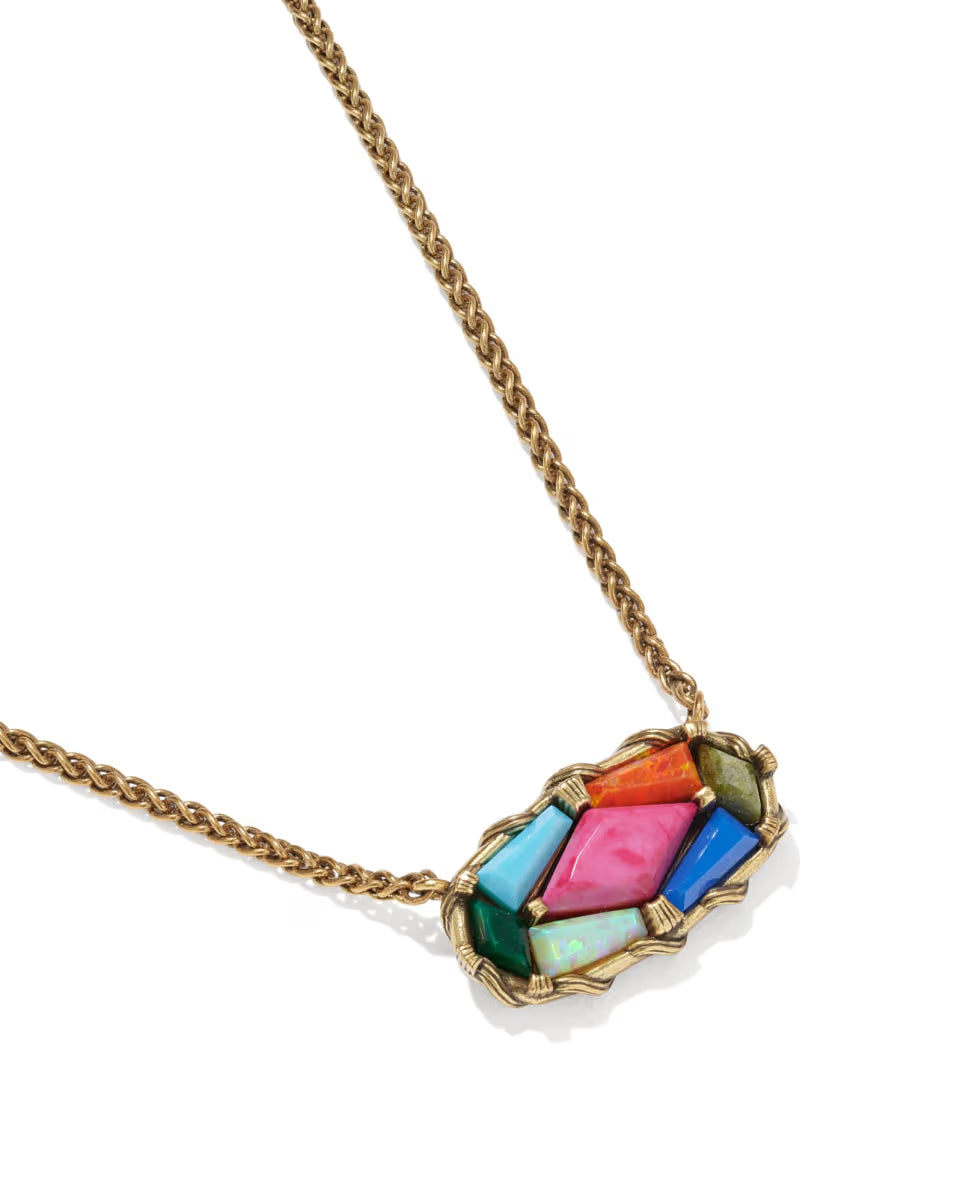 Dolly Parton x Kendra Scott Patchwork Elisa Vintage Gold Short Pendant Necklace