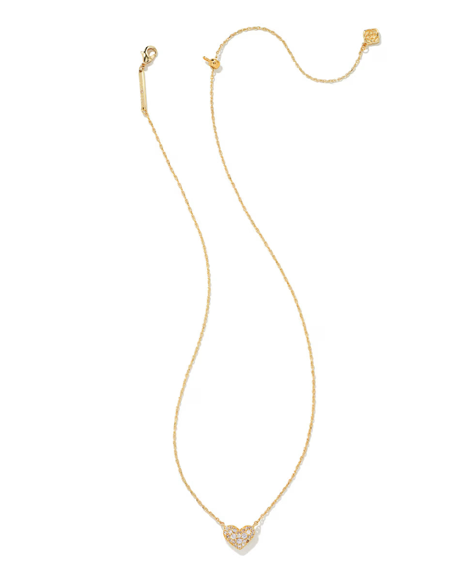 Ari Gold Pave Crystal Heart Necklace in White CZ