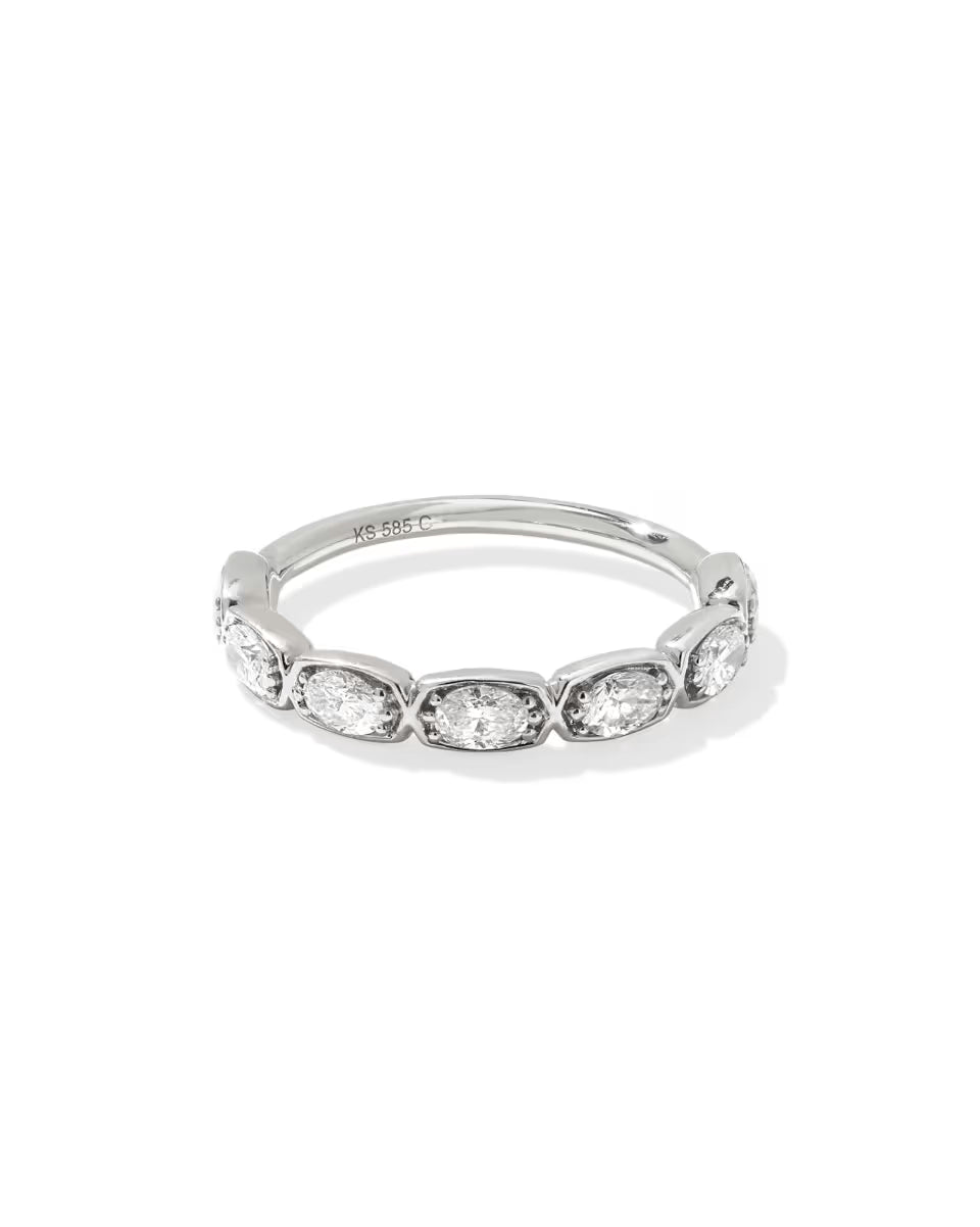 0.7 ct Lab Grown White Diamond Marisa Oval Band Ring in 14k White Gold