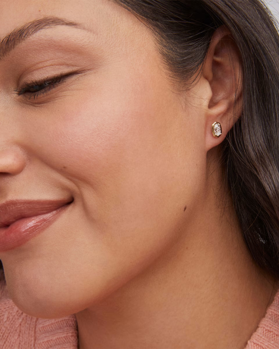 1 ct Lab Grown White Diamond Custom Elisa Stud Earrings in 14k Yellow Gold