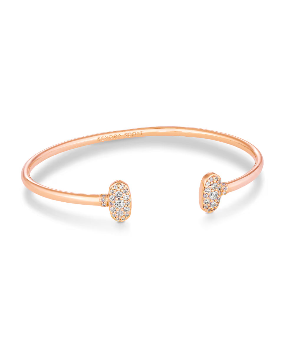 Grayson Rose Gold Cuff Bracelet in White Crystal