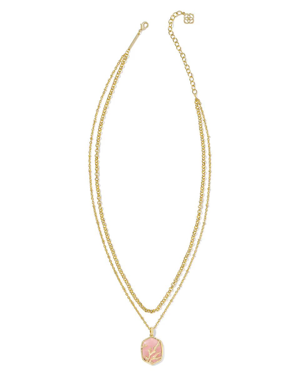 Daphne Gold Coral Frame Multi Strand Necklace in Iridescent Abalone