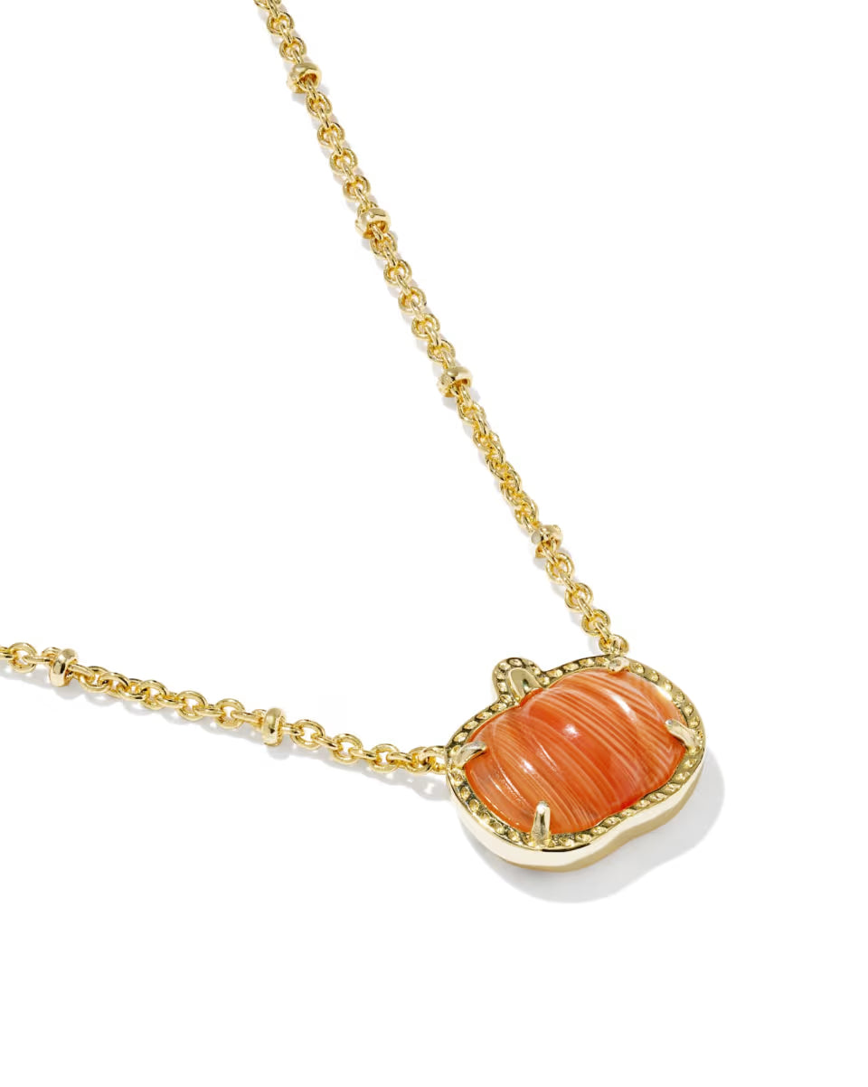 Pumpkin Silver Short Pendant Necklace