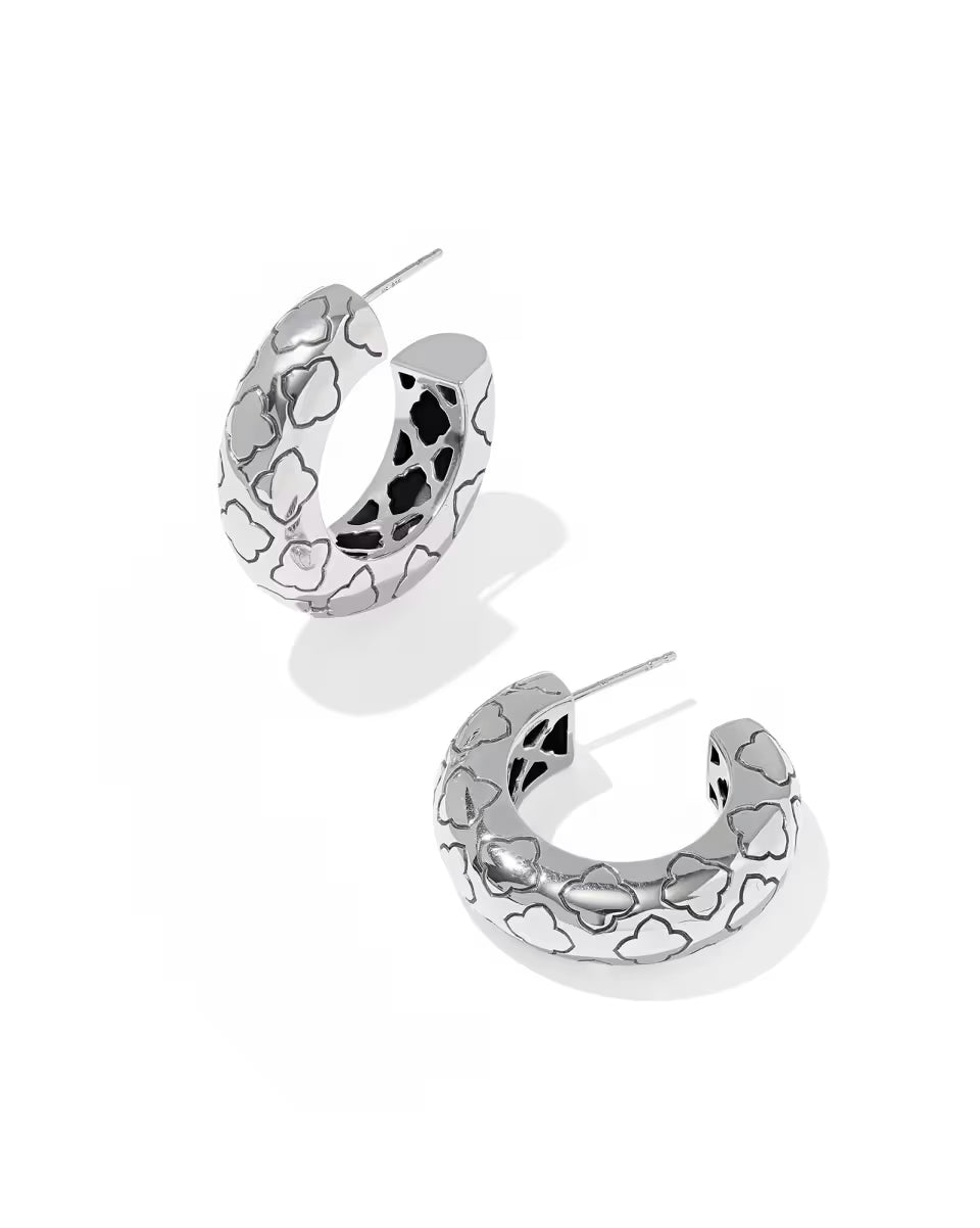Bold Etched 18k Yellow Gold Vermeil Hoop Earrings