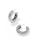 Bold Etched Oxidized Sterling Silver Hoop Earrings
