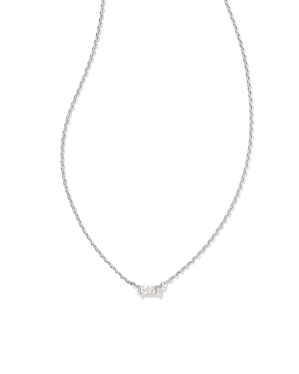 Juliette Silver Pendant Necklace in White CZ