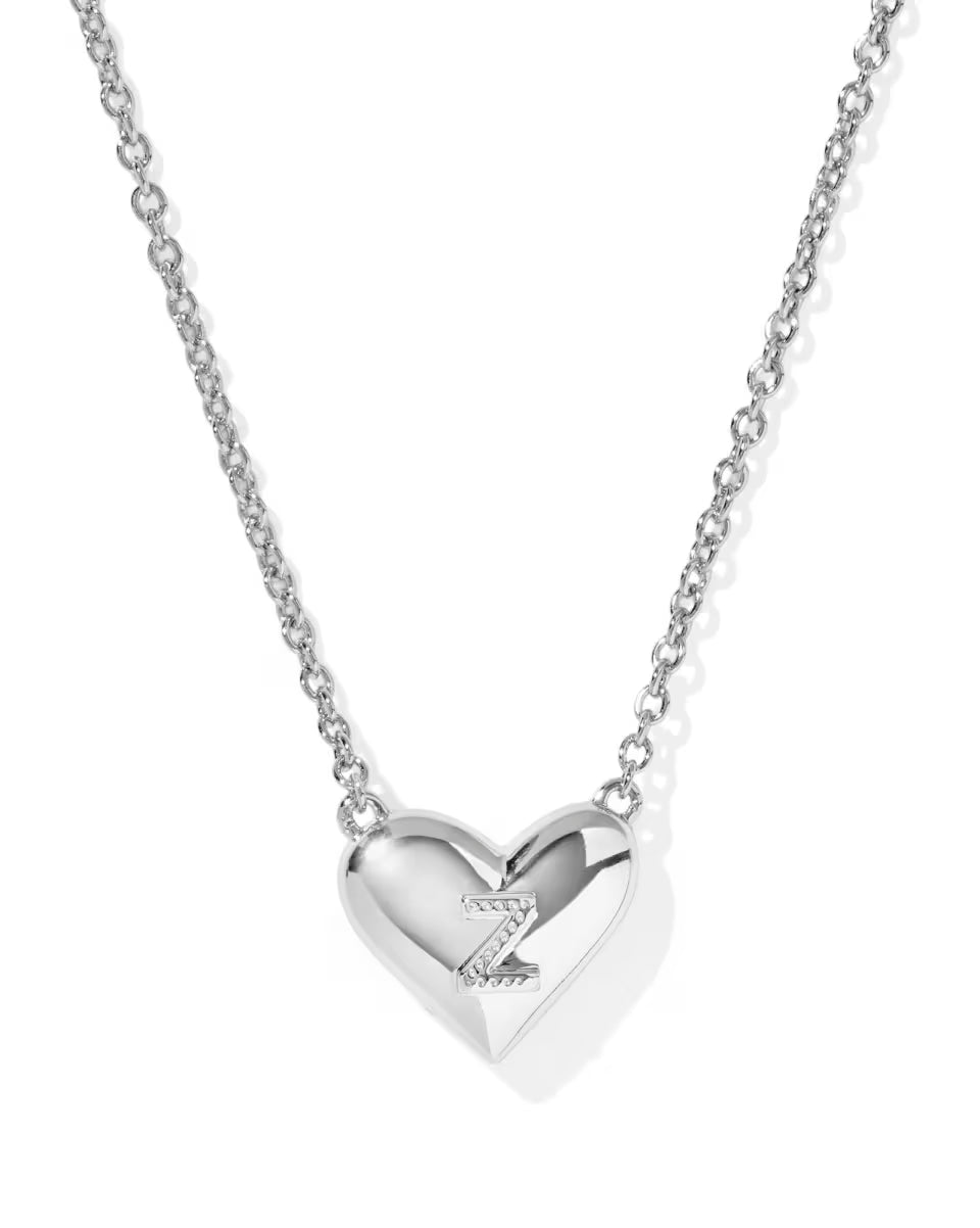 Ari Heart Letter S Silver Short Pendant Necklace