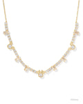 Disney | Kendra Scott Gold Mickey Mouse and Minnie Mouse Tennis Necklace in White CZ