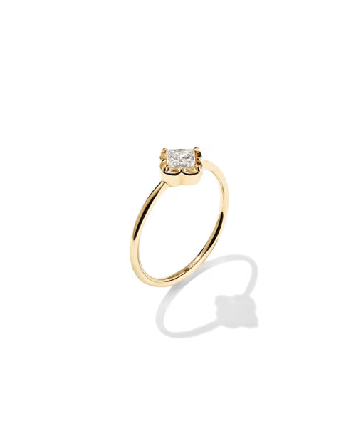 0.45 ct Lab Grown White Diamond Dira Princess 14k Yellow Gold Band Ring