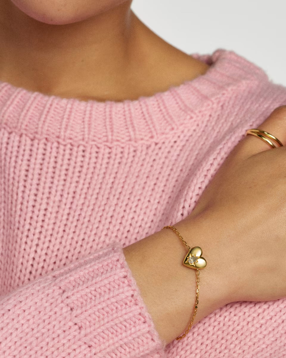 Bold Heirloom Heart 18k Yellow Gold Vermeil Bracelet