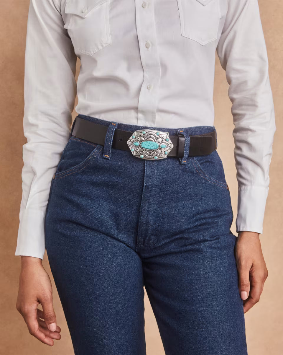 Concho Buckle with Stone in Variegated Turquoise Magnesite