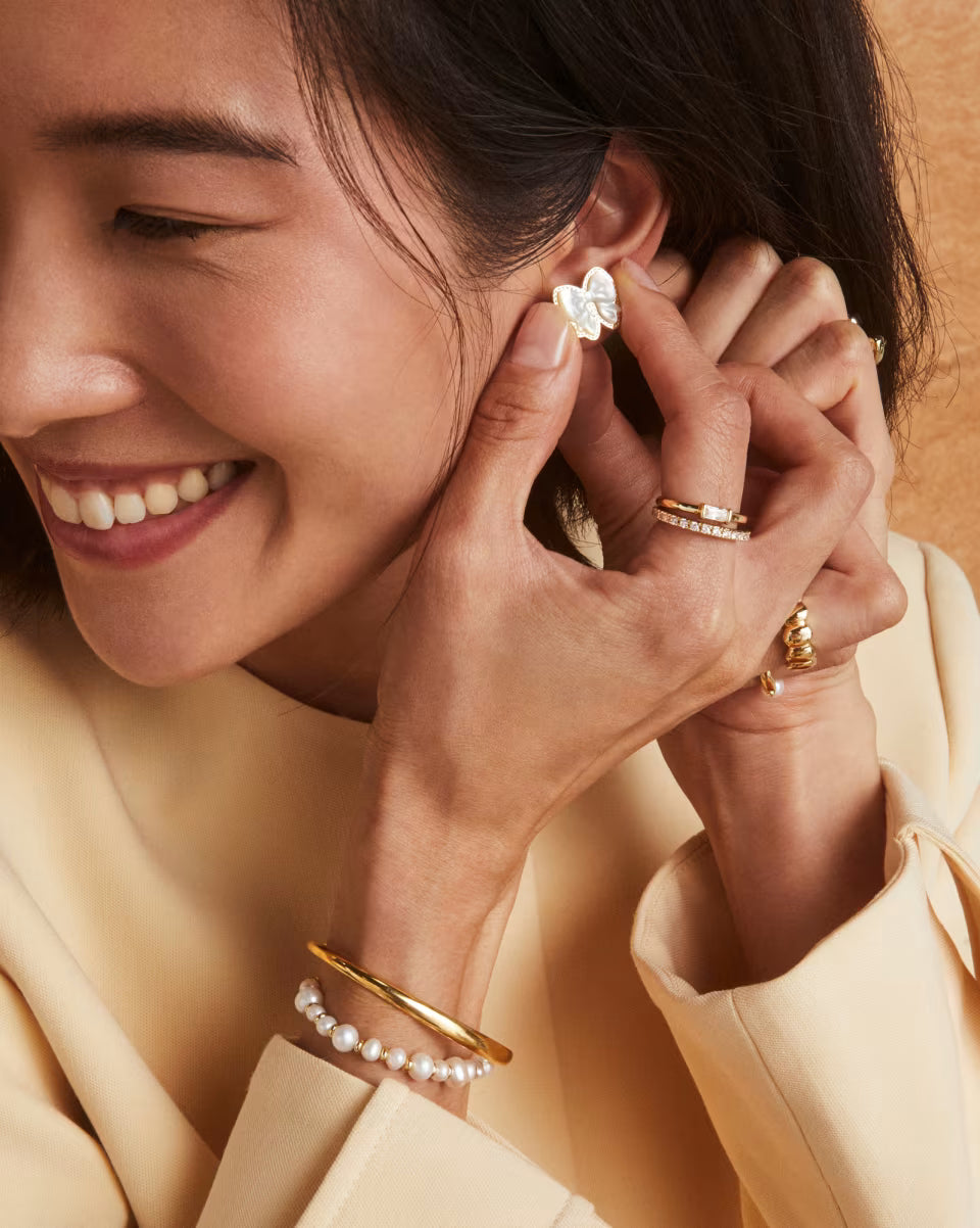Haley Bow Gold Stud Earrings