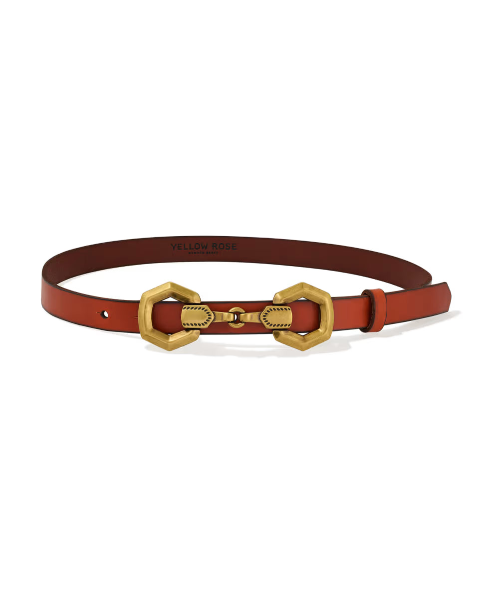 Beau Horse Bit Vintage Gold Belt in Tan