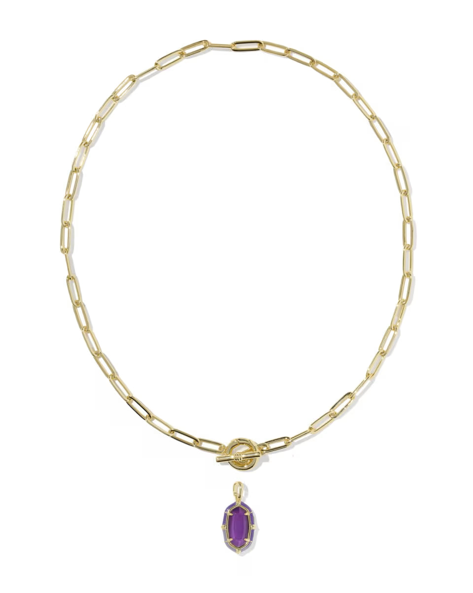 Elisa Gold Enamel Link and Chain Necklace