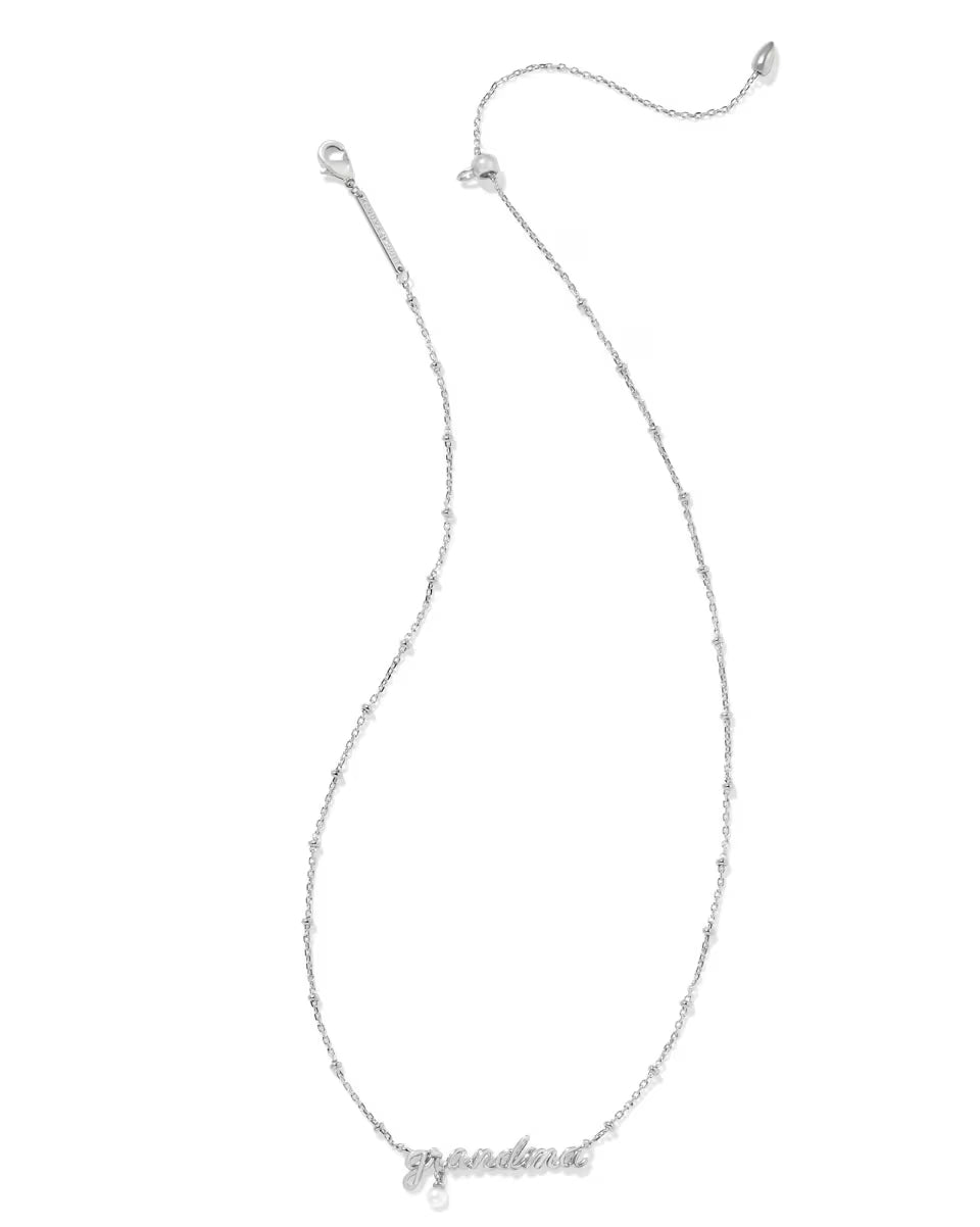 Grandma Script Pendant Necklace in Silver