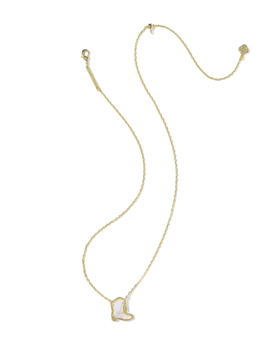 Drill Team Boot Gold Short Pendant Necklace