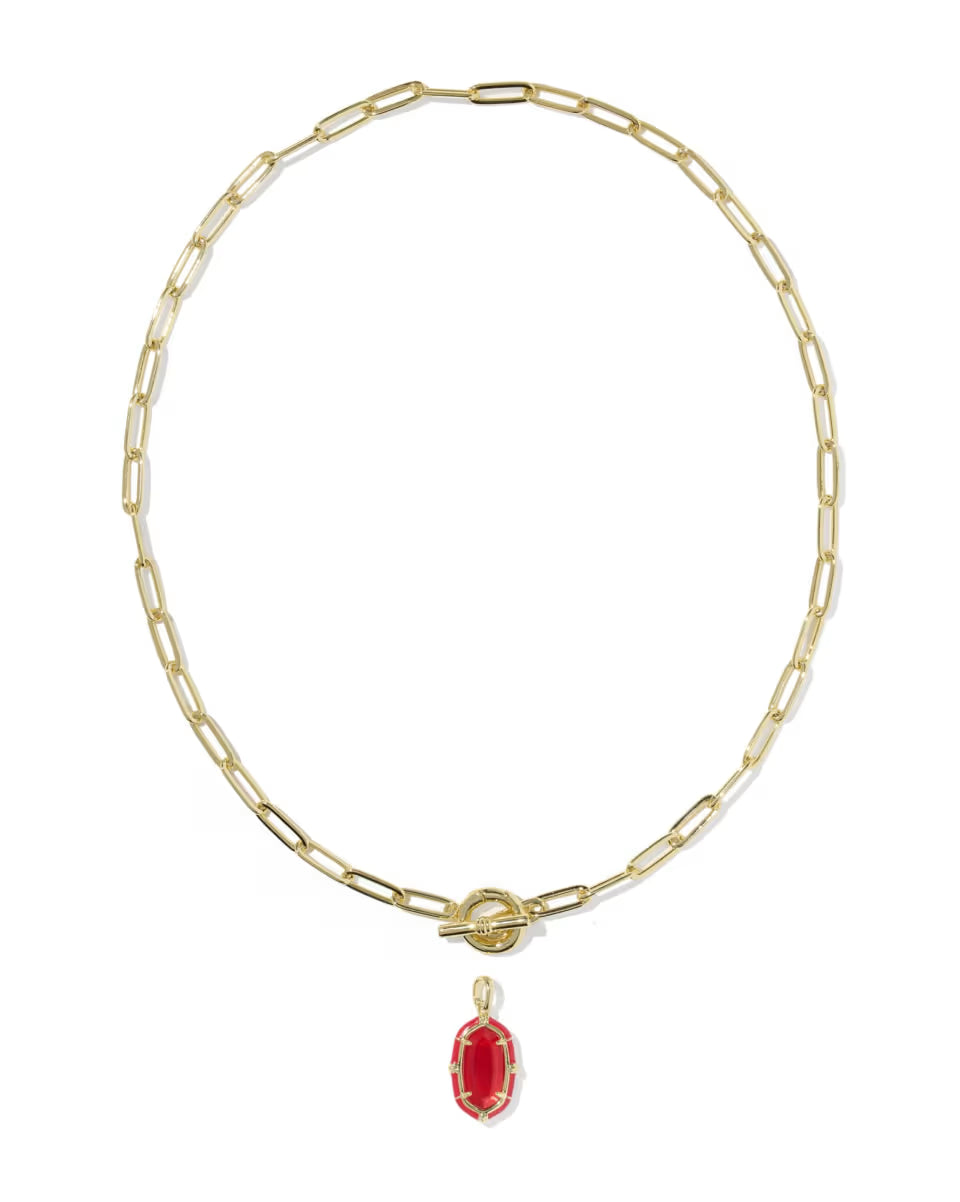Elisa Gold Enamel Link and Chain Necklace