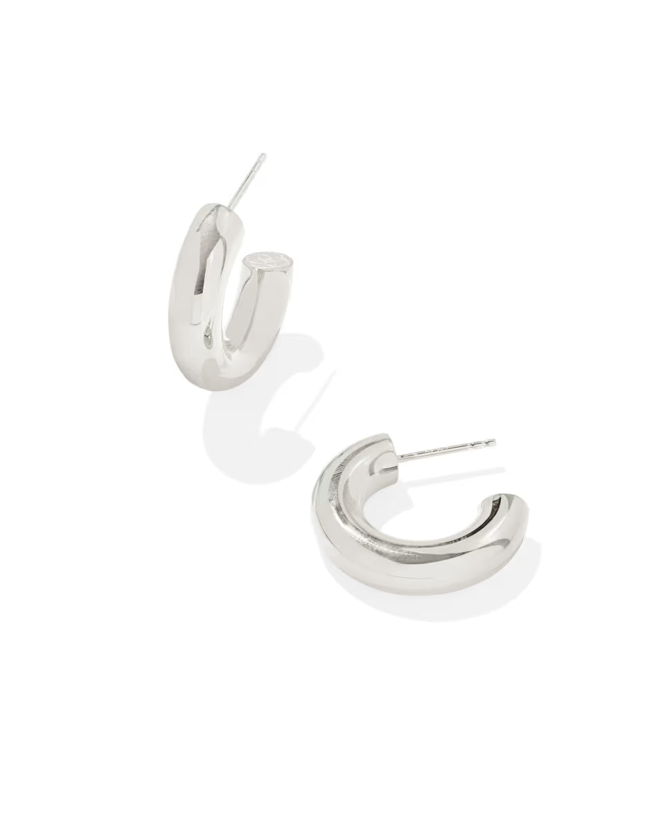 Small Bold Tube Hoop Earrings in Sterling Silver