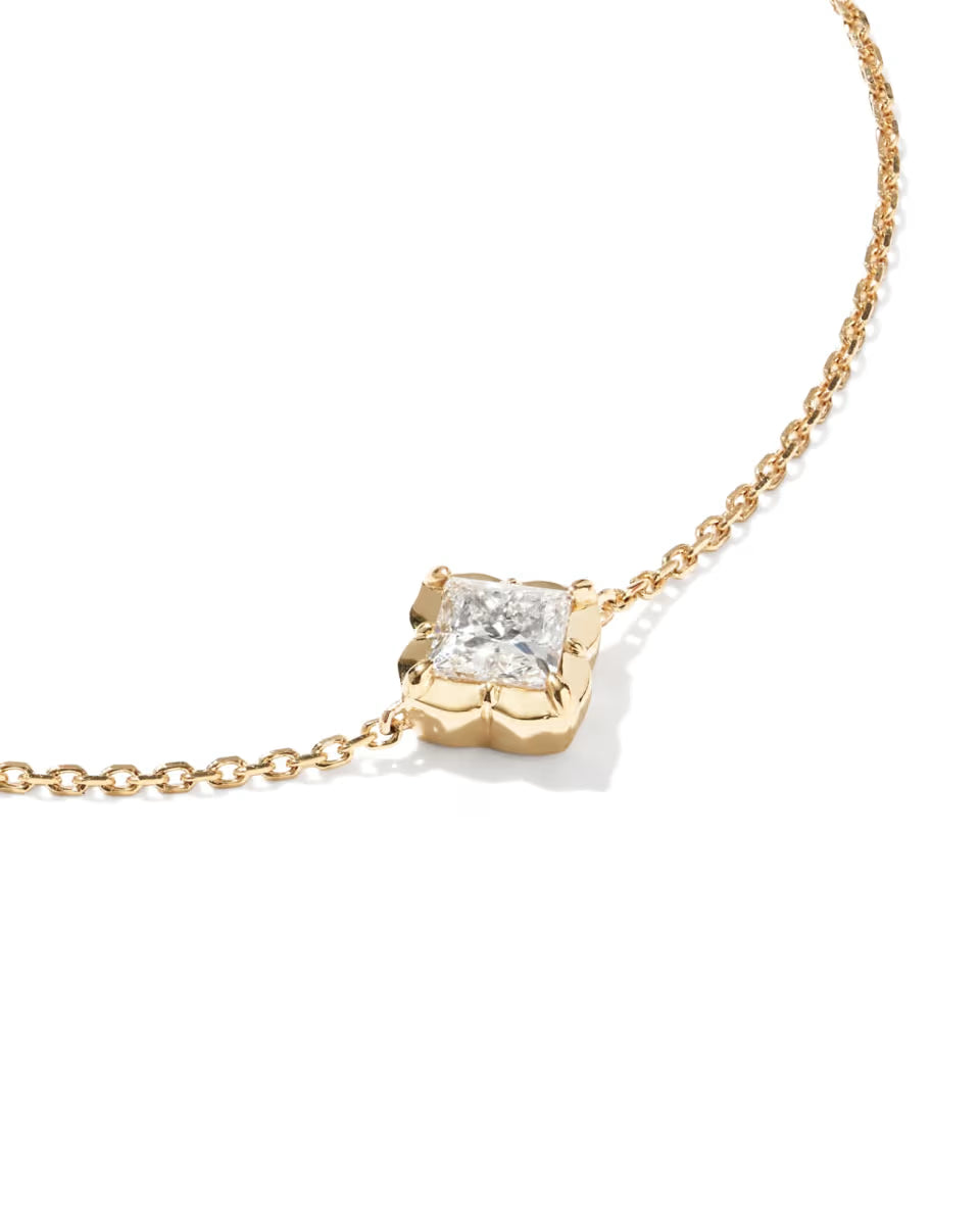 0.45 ct Lab Grown White Diamond Dira Princess 14k Yellow Gold Delicate Chain Bracelet