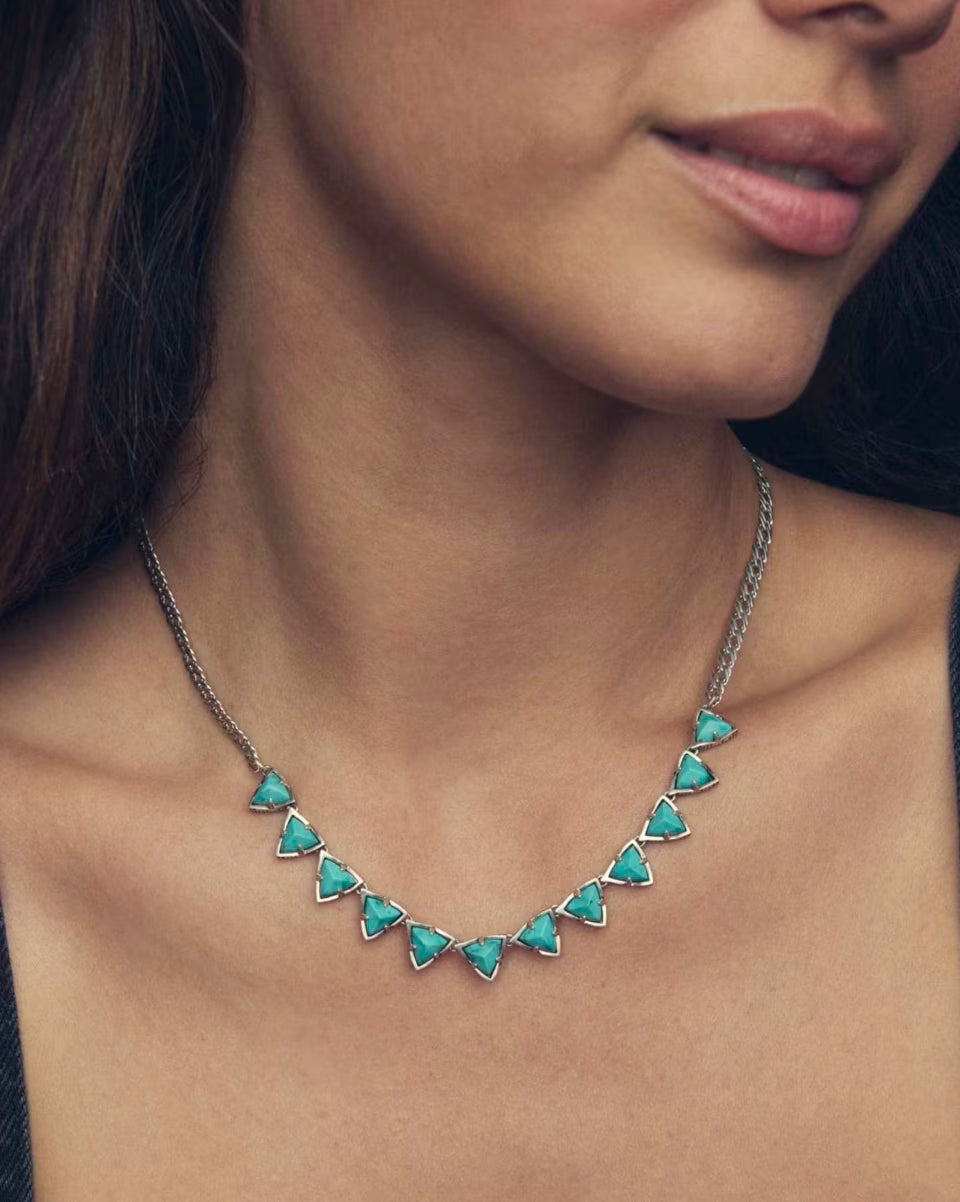 Robby Vintage Gold Strand Necklace in Variegated Turquoise Magnesite