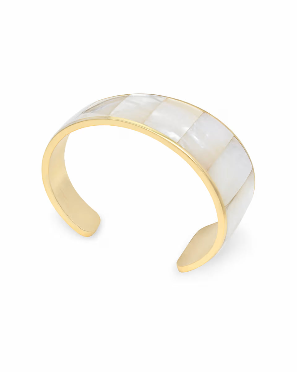 Tenley Gold Shell Cuff Bracelet in Ivory Mother-of-Pearl
