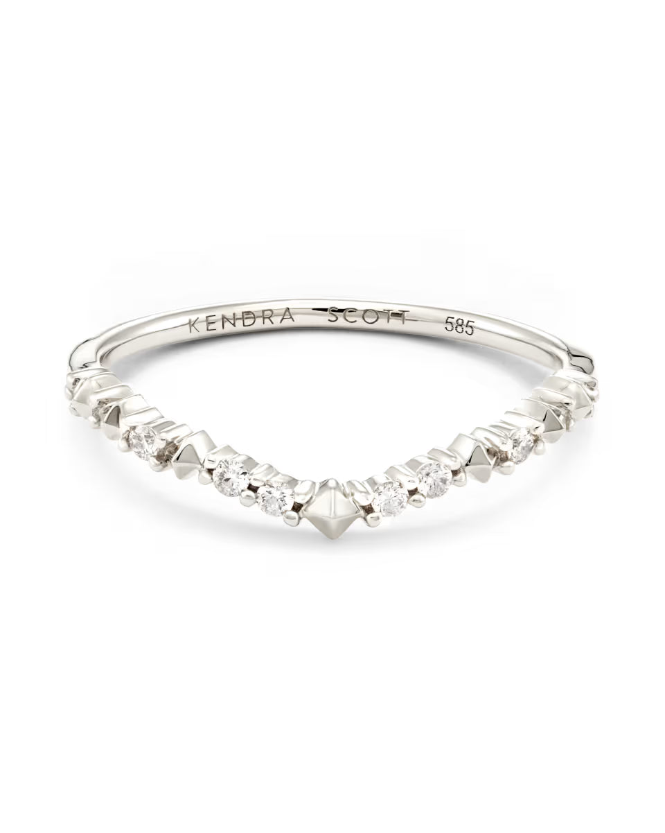 Jaclyn 14k White Gold Band Ring in White Diamond