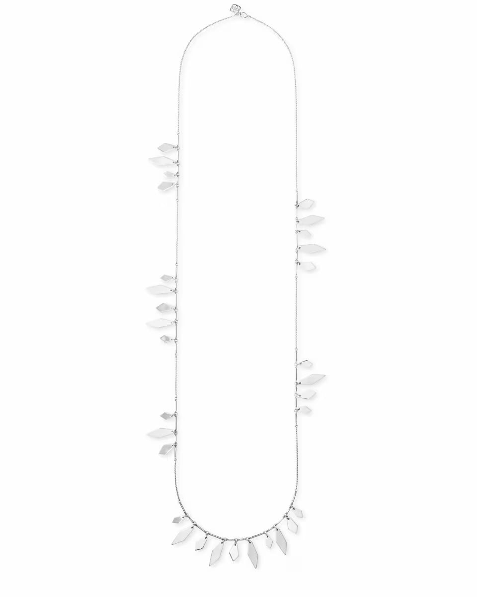 Blaine Long Necklace in Bright Silver