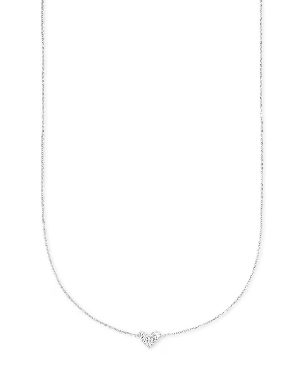 Heart 14k Yellow Gold Pendant Necklace in White Diamonds