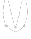 0.19 ct Star Cluster 14k White Gold Multi Strand Necklace in White Diamond