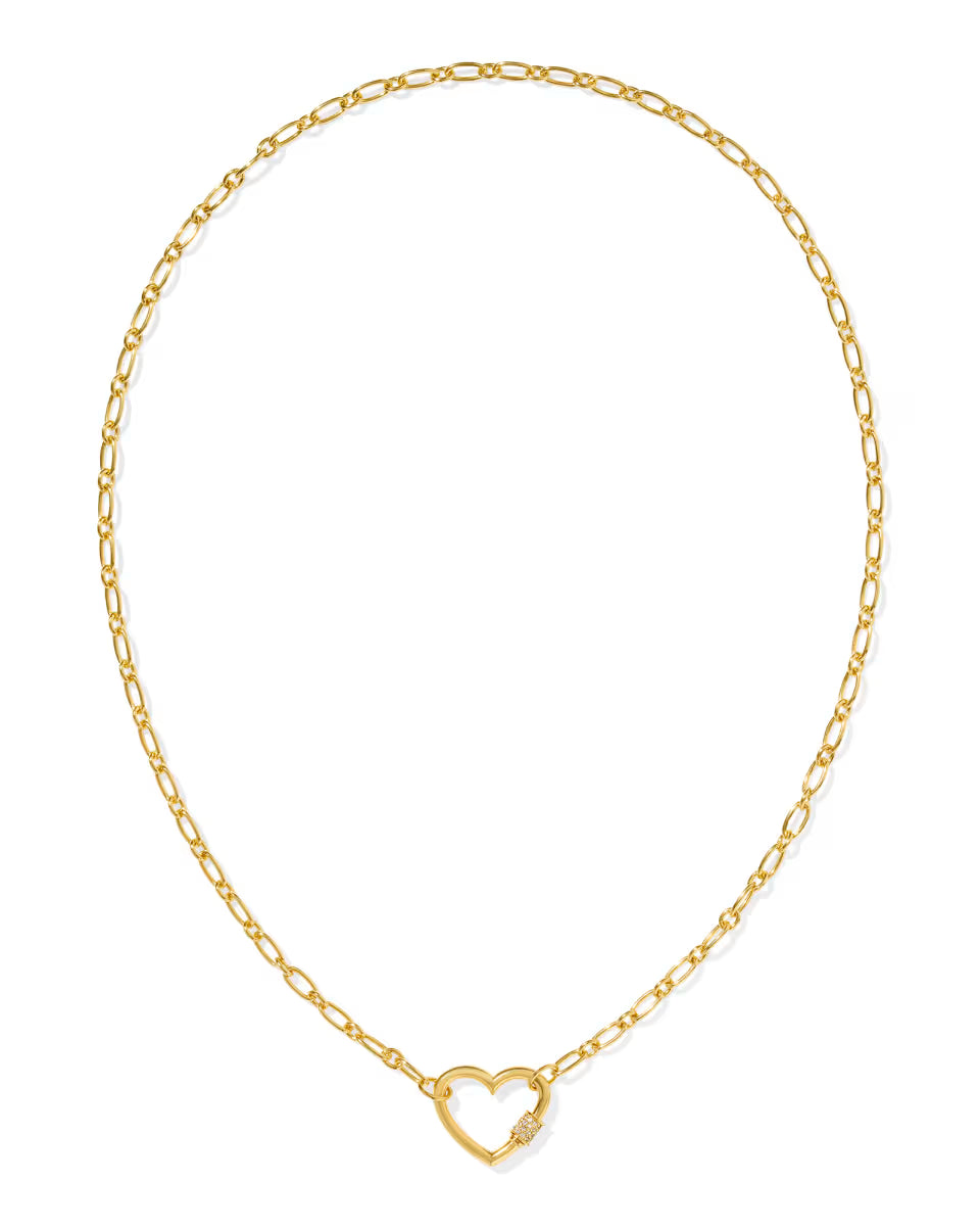 Bristol 18k Gold Vermeil Heart Pendant Necklace in White Topaz
