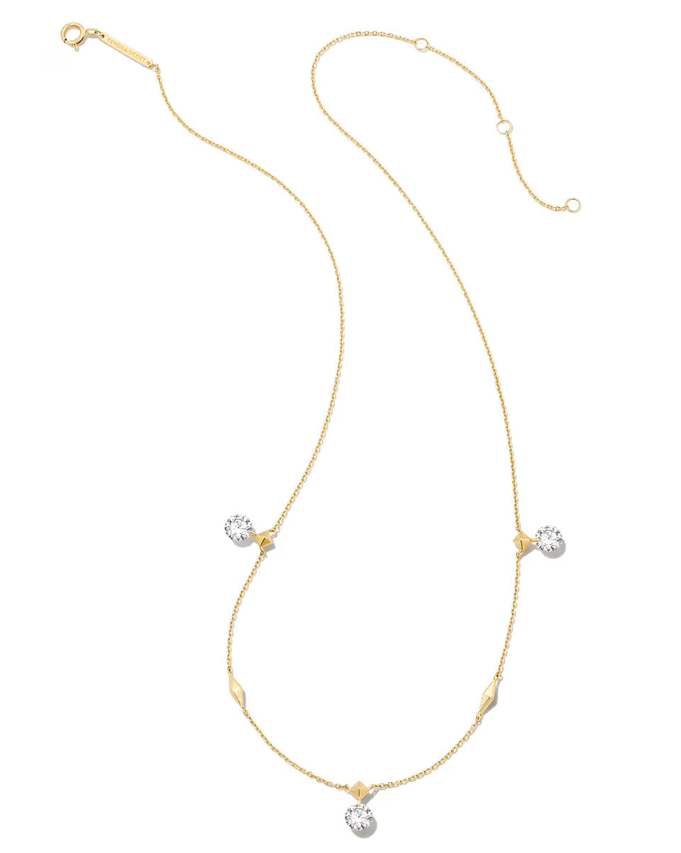 1.56 ct Floating Lab Grown White Diamond Strand Necklace in 14k Yellow Gold