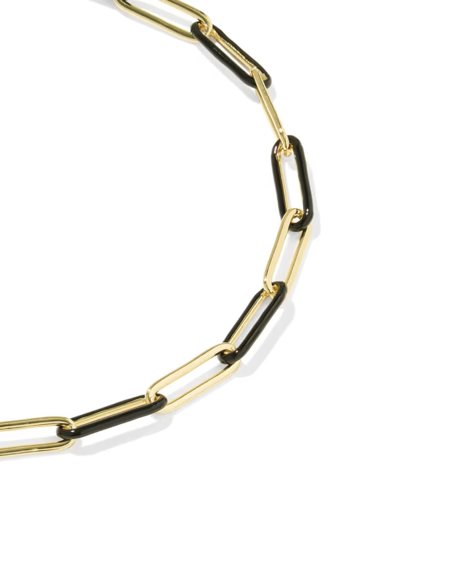 Courtney Gold Enamel Link and Chain Bracelet