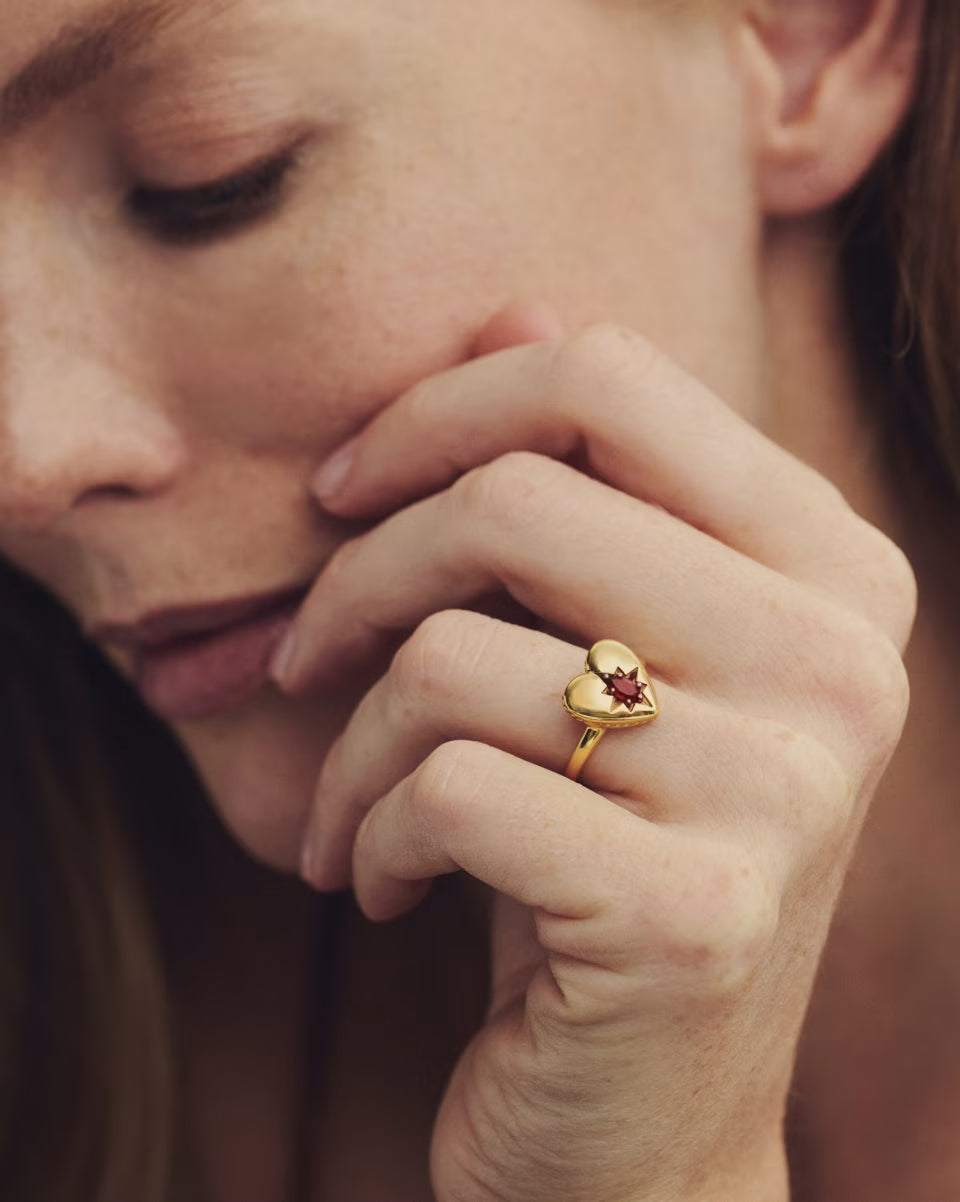Bold Heirloom Heart 18k Yellow Gold Vermeil Band Ring