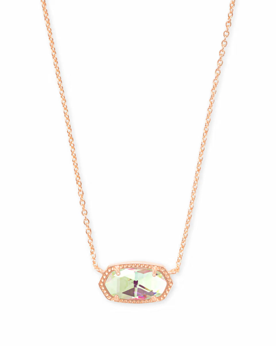 Elisa Rose Gold Pendant Necklace in Iridescent Drusy
