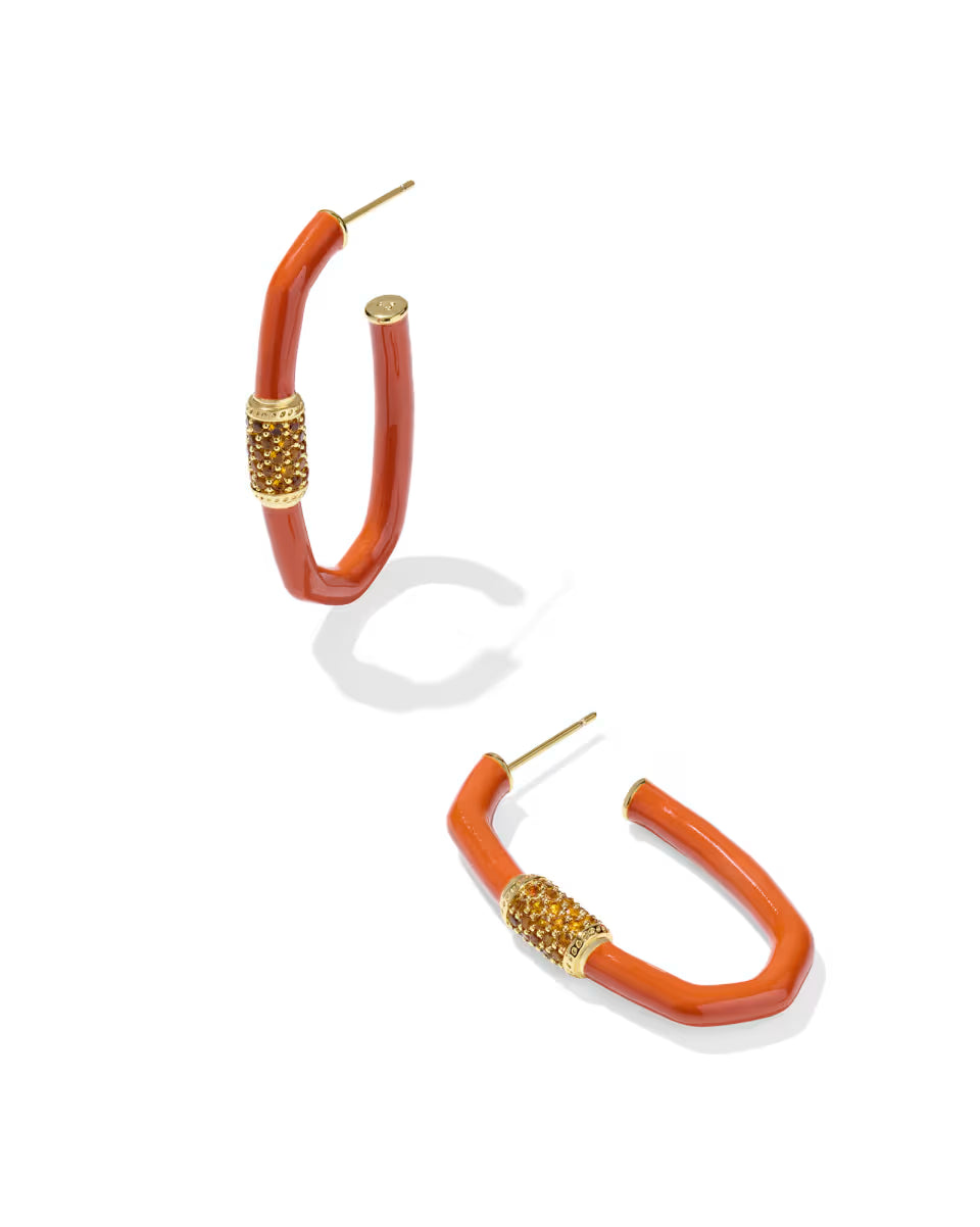 Emery Gold Large Enamel Hoop Earrings