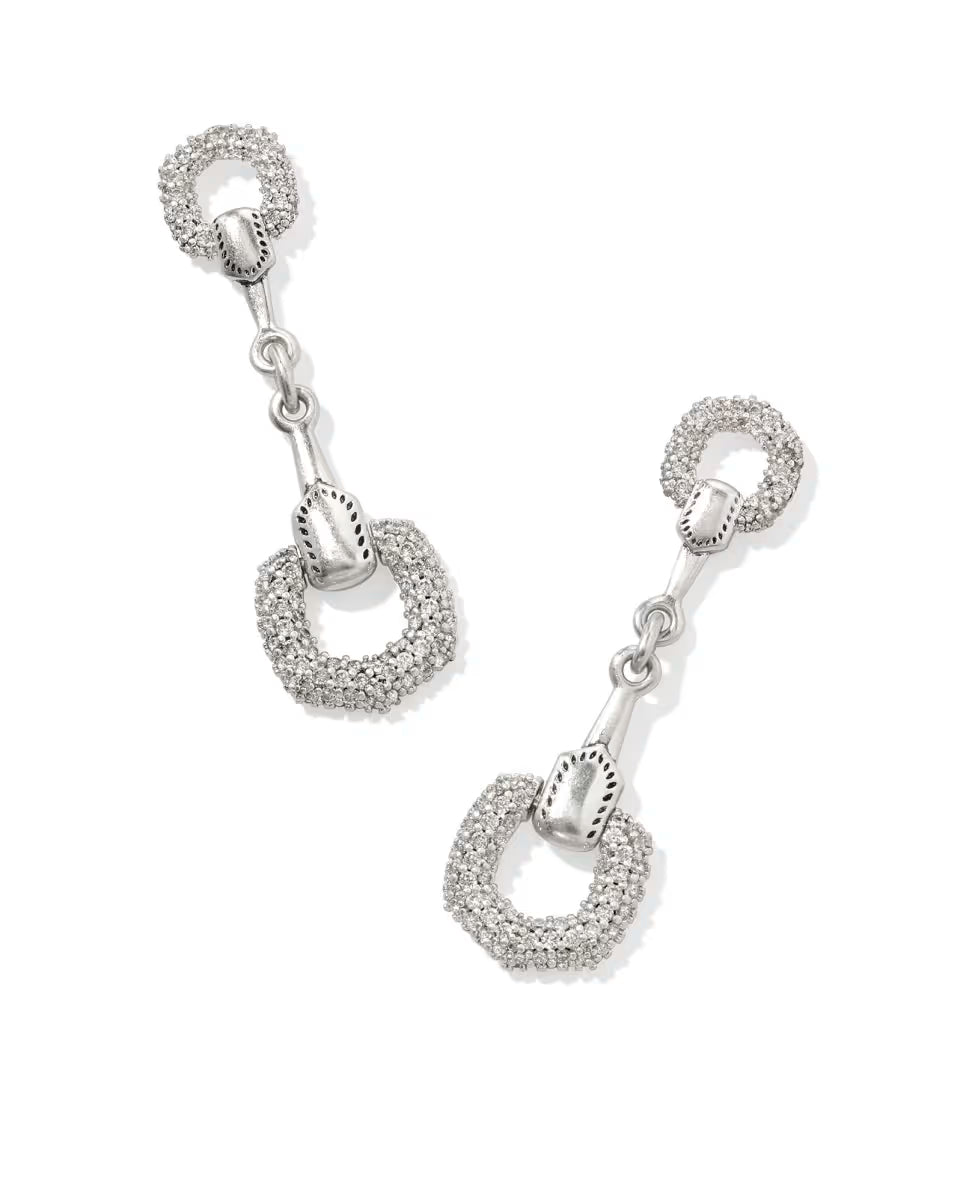 Beau Vintage Gold Pave Linear Earrings in White CZ