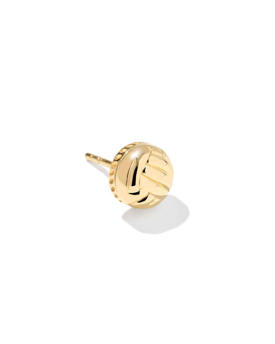 Volleyball Oxidized Sterling Silver Single Stud Earring