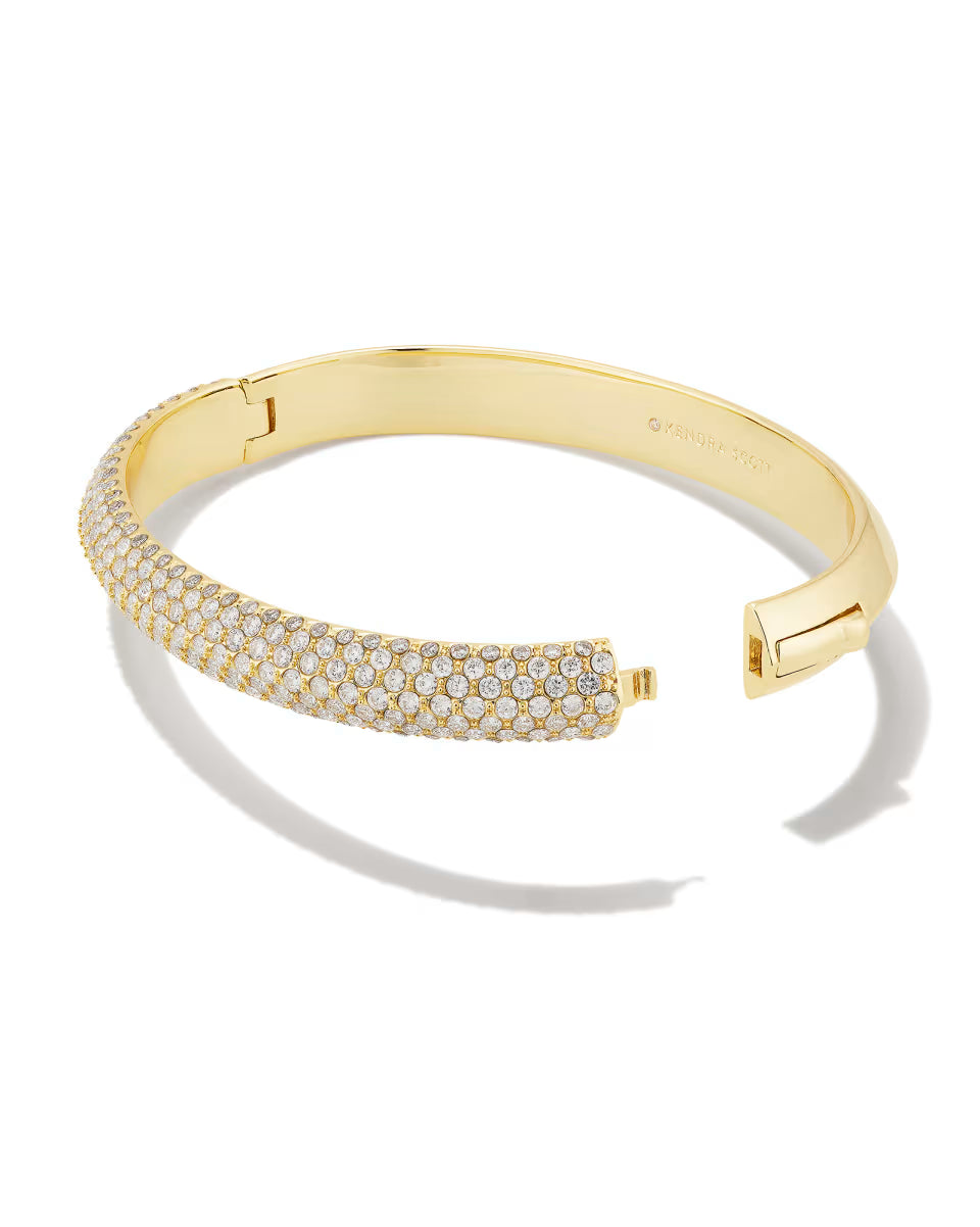 Mikki Gold Pave Bangle Bracelet in White CZ