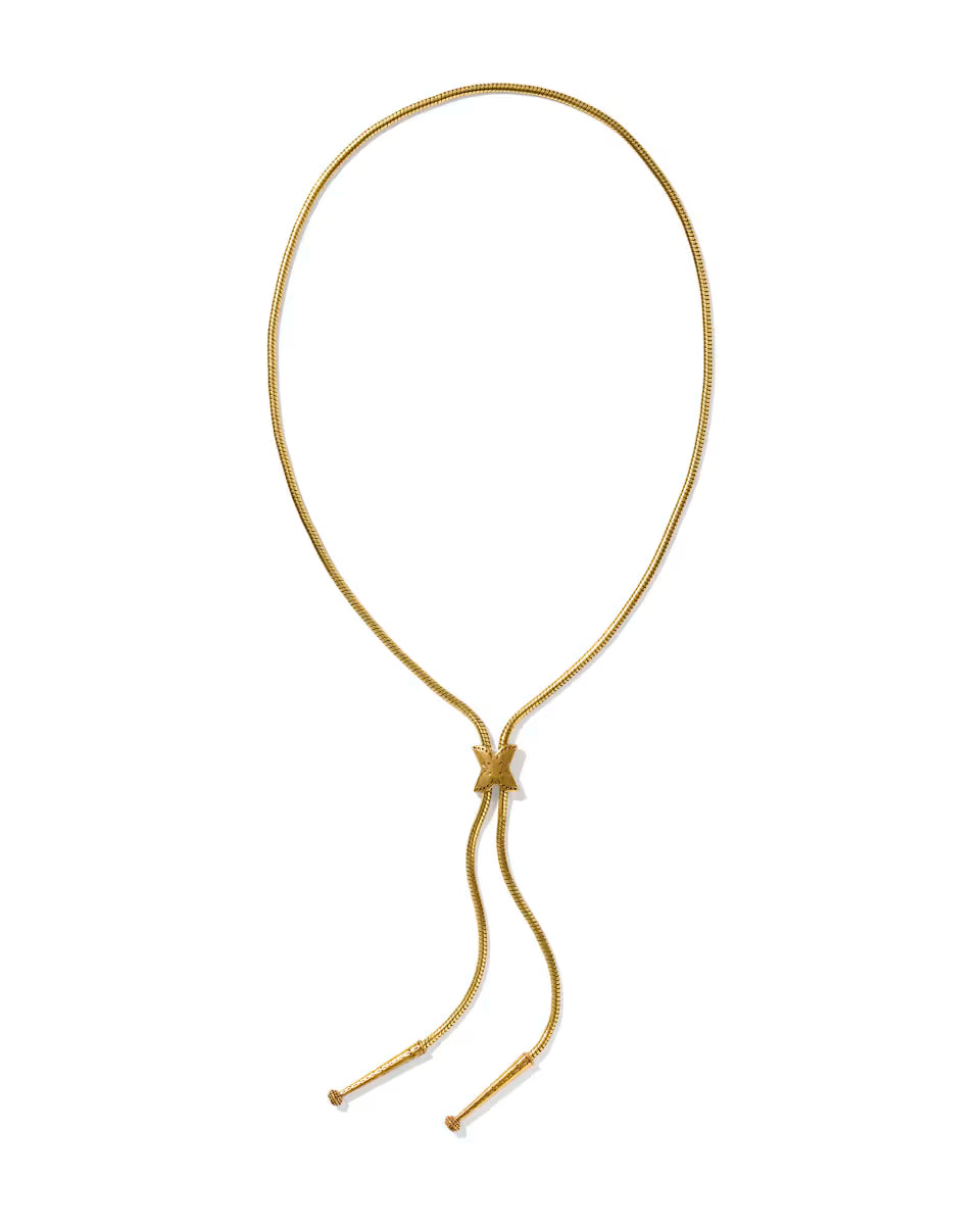 Keziah Etch Vintage Gold Bolo Necklace