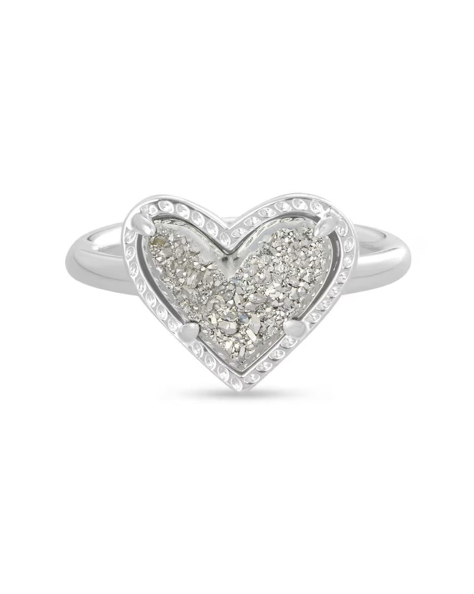 Ari Heart Gold Band Ring in Iridescent Drusy