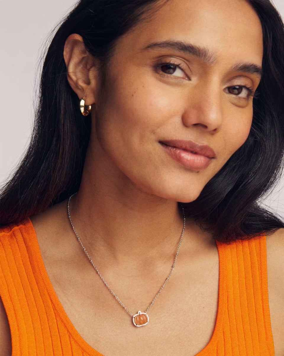 Pumpkin Silver Short Pendant Necklace