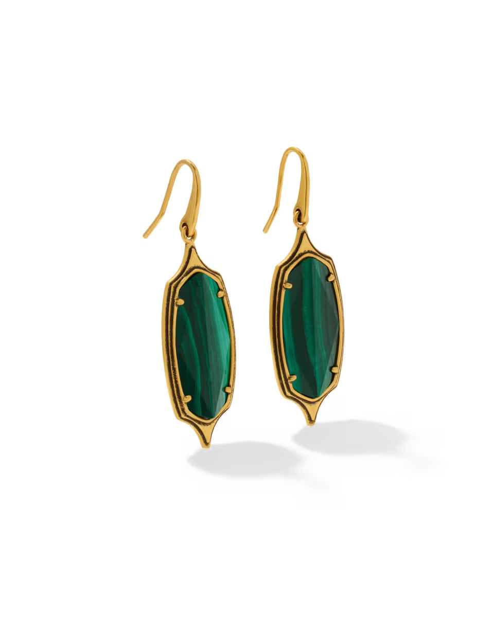 Dani Stepped Frame Gold Drop Earrings