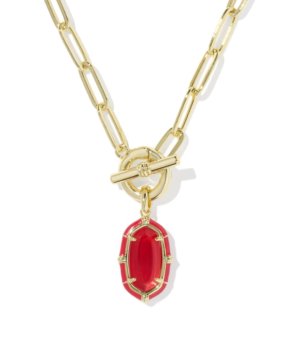 Elisa Gold Enamel Link and Chain Necklace