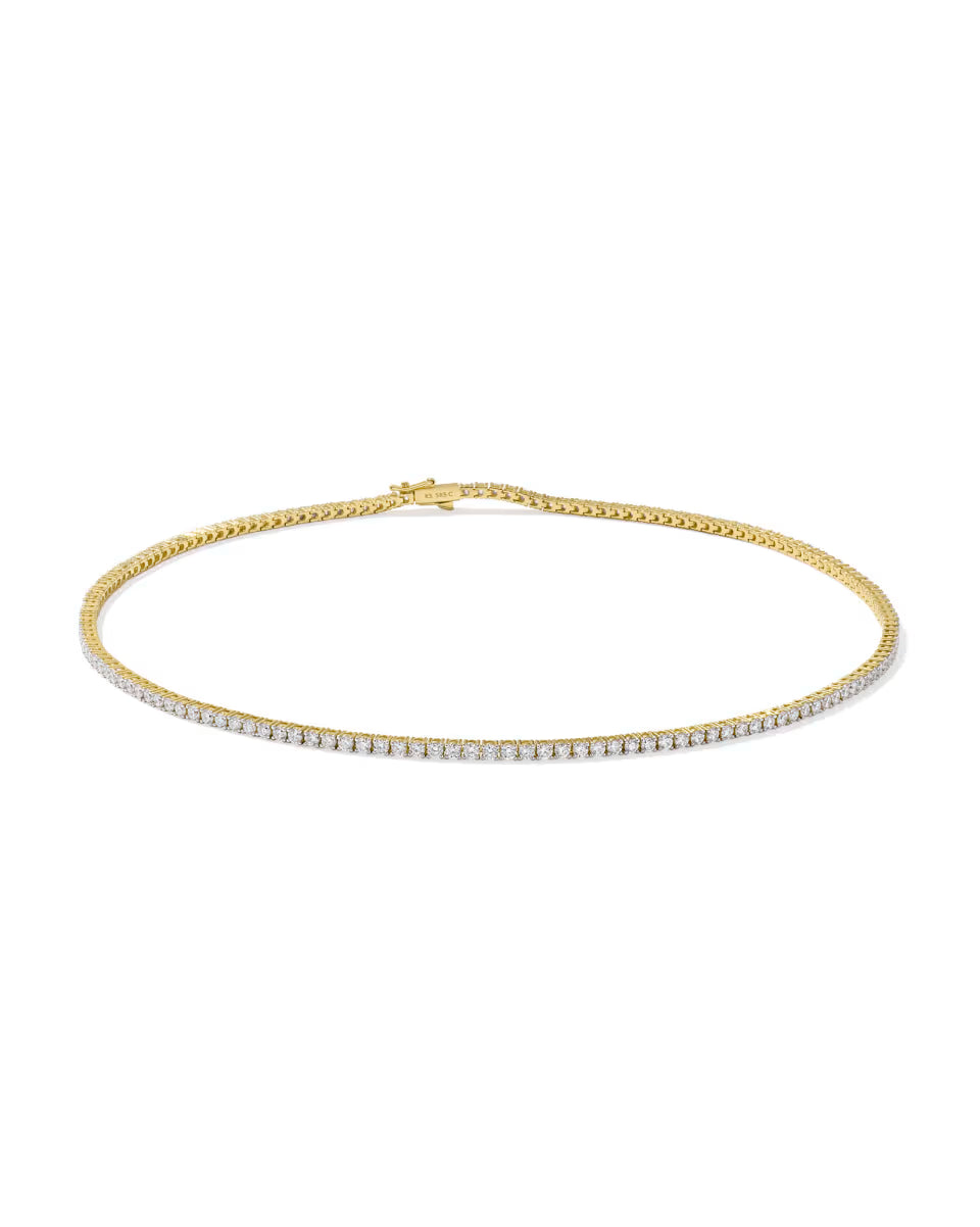 7.95 ct Lab Grown White Diamond Tennis Necklace in 14k Yellow Gold