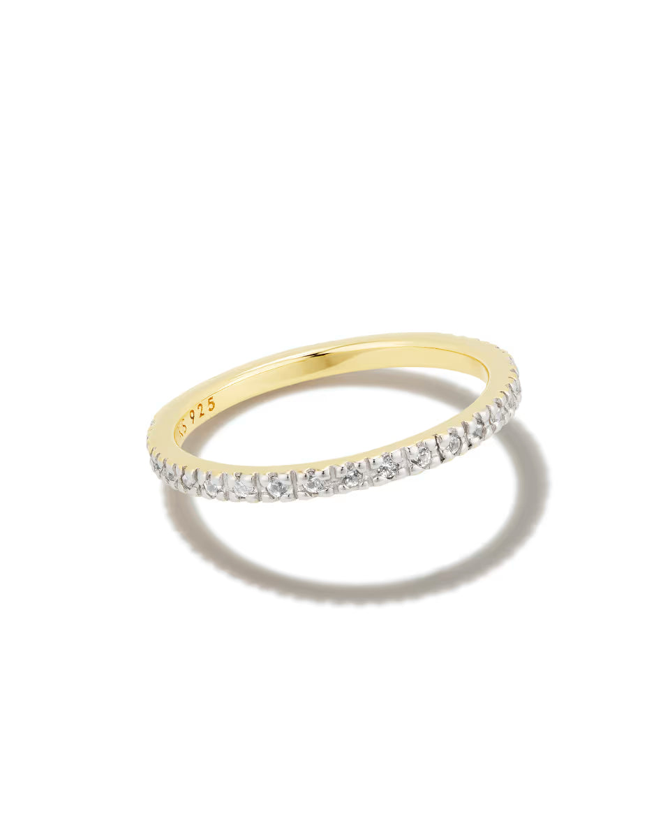 Arynn Sterling Silver Band Ring in White Sapphire