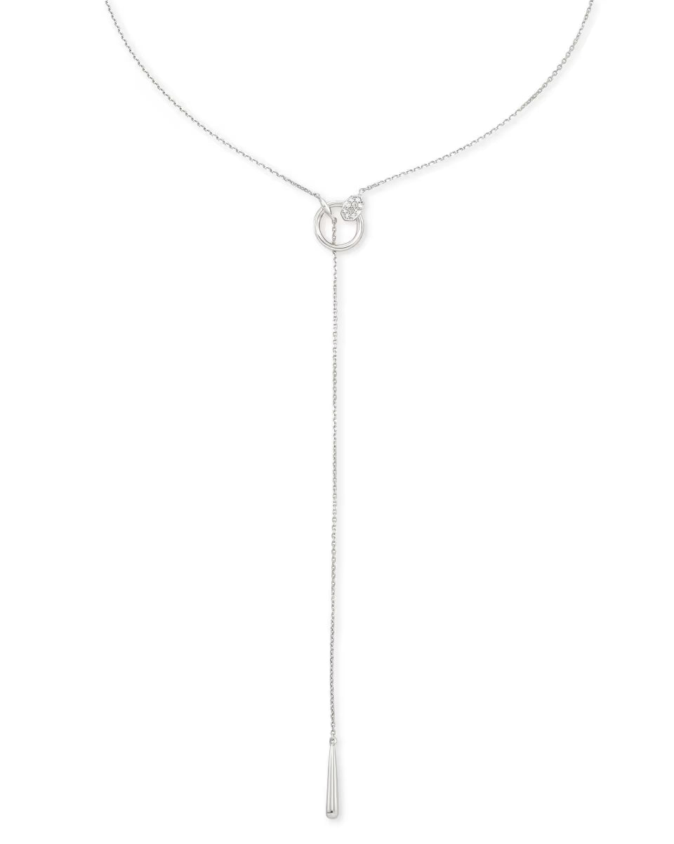 Tegan 14k Yellow Gold Y Necklace in White Diamond
