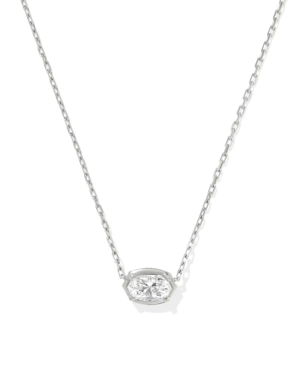 1 ct Lab Grown White Diamond Custom Elisa Pendant Necklace in 14k White Gold