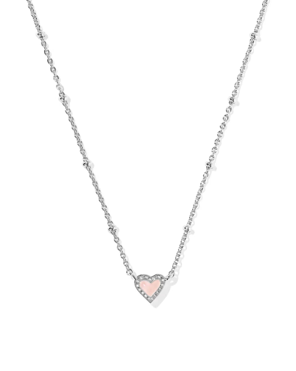 Mini Ari Heart Silver Satellite Short Pendant Necklace