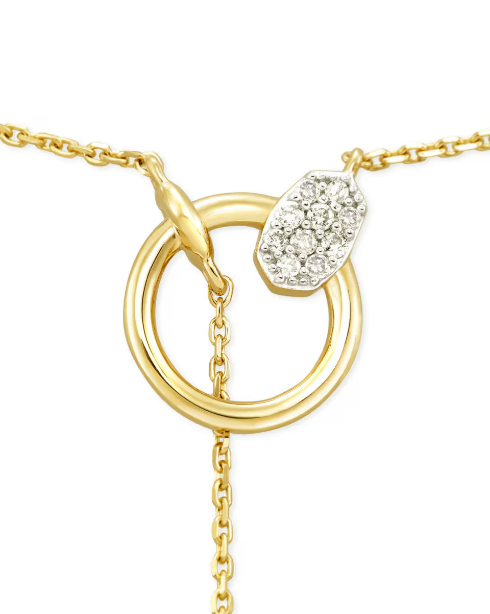 Tegan 14k Yellow Gold Y Necklace in White Diamond
