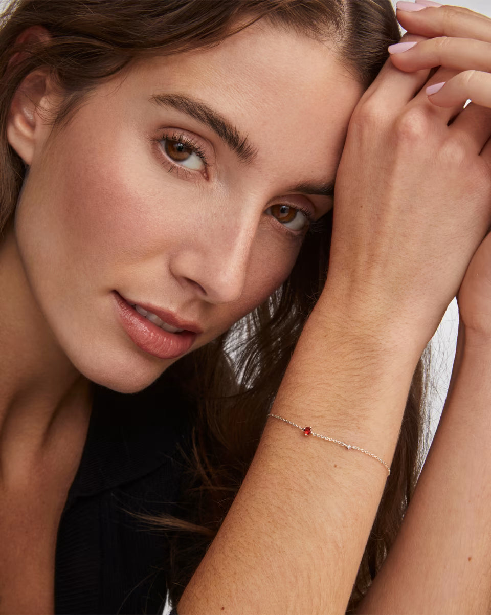Maisie Sterling Silver January Delicate Chain Bracelet